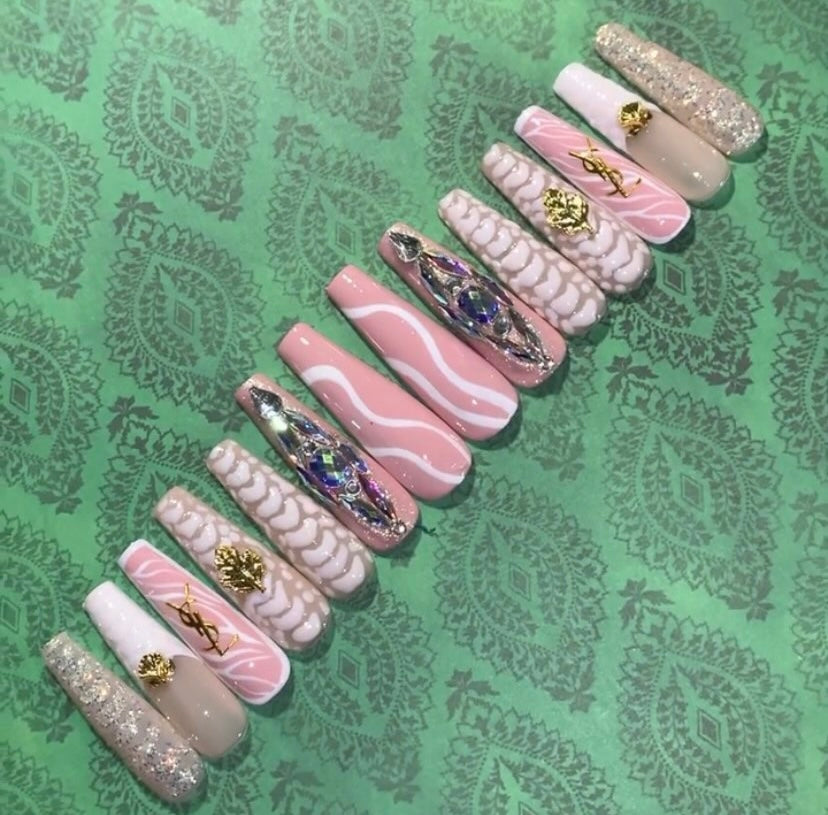Long Croc Print Nude Designer Set