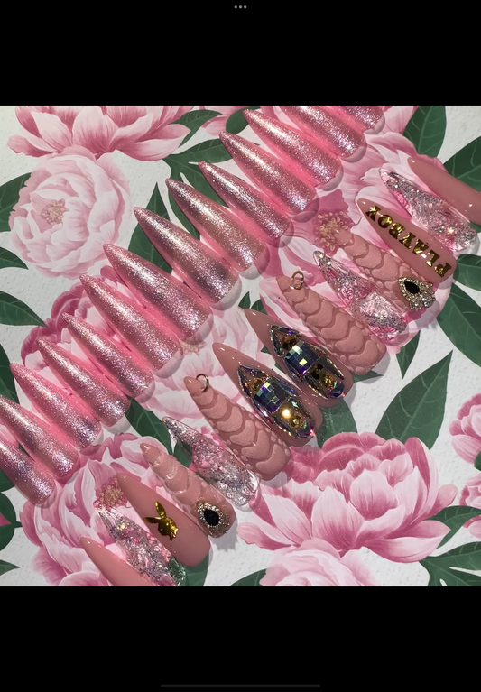2 Piece Medium Pink Pearl Set