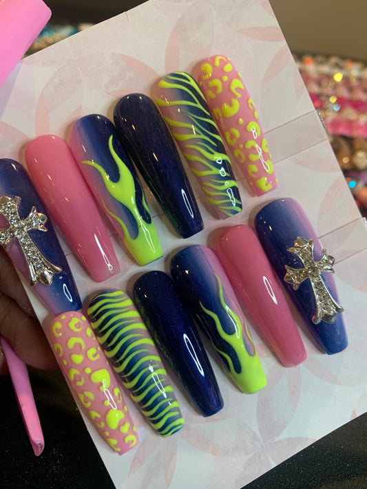 Neon Fire and Desire Long Coffin Set